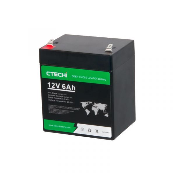 Rechargeable LiFePO4 Battery CTECHi 12V 6Ah Rechargeable LiFePO4 Battery CTECHi 12V 6Ah
