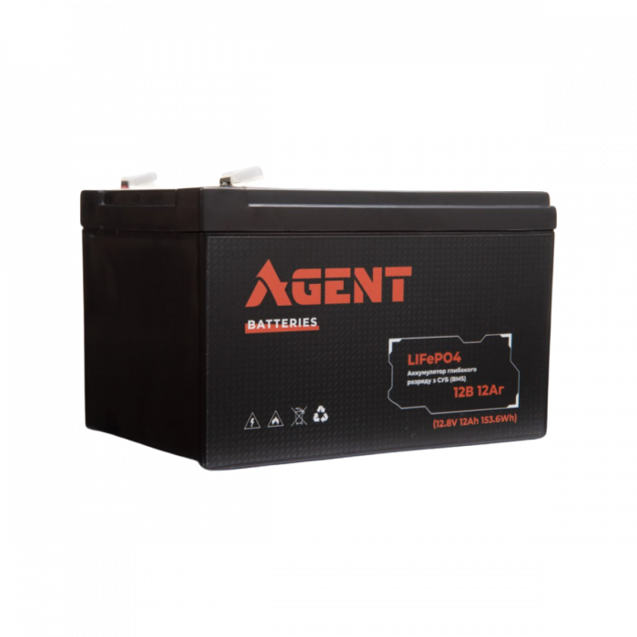 AGENT 12V 12Ah LiFePO4 IFM12-120E2 Deep-cycle Battery