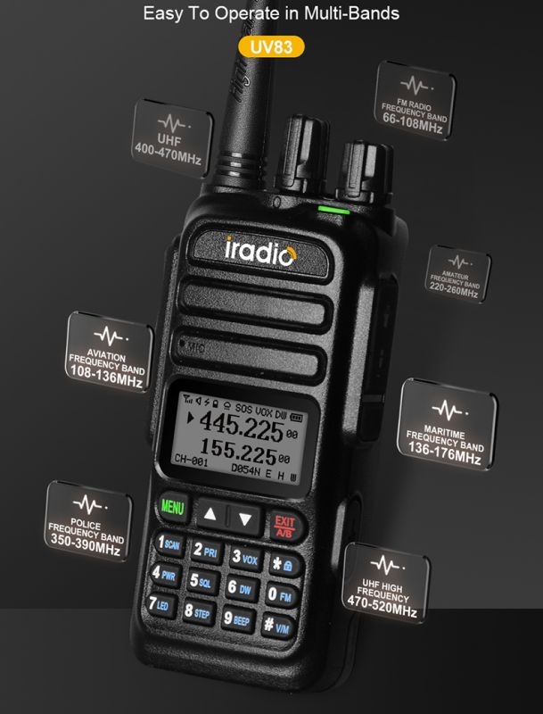 UV-83 Multi-Band Multi-functional Two-way Radio Included Air Band