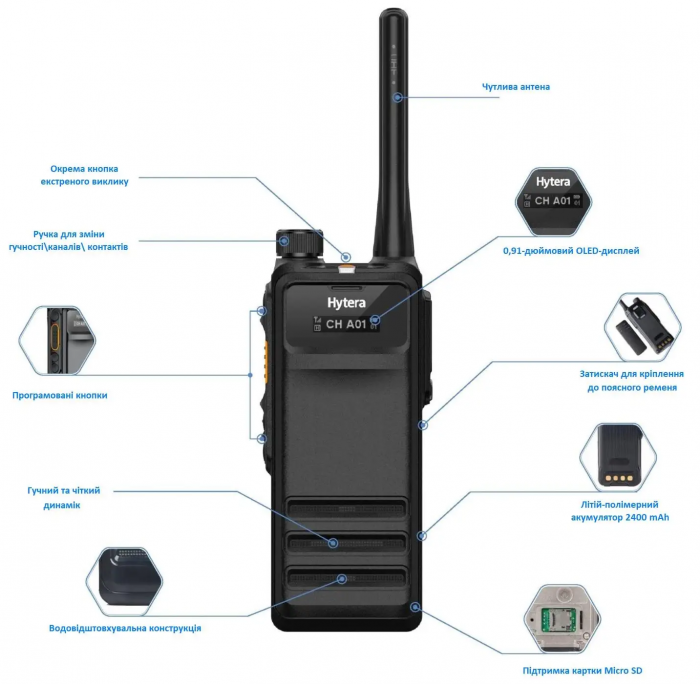 Hytera PD405 UHF — Рація цифрова 400-470 МГц 4 Вт 256 каналів