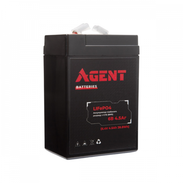 AGENT 6V 4.5Ah LiFePO4 Deep-cycle Battery